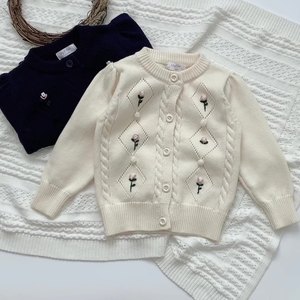 Winter Kinder Baby Mädchen Herbst Winter Puff Ärmel Stickerei gestrickt Outwear Mantel Kleinkind Mädchen Kinder Mädchen Strickjacke Pullover - Product Image 2