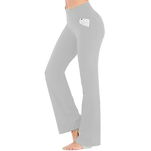 2026 Leggings de loisirs élastiques pour femme, coupe ample, taille haute, effet ventre plat, style palazzo, longs, pour le yoga, avec poches - Product Image 6