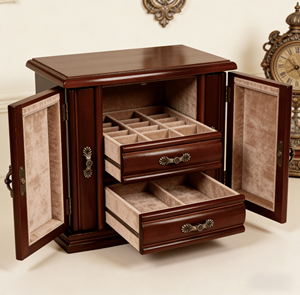 Elegante Caja de Madera Color Cereza Vintage de Addreen <span class=keywords><strong>con</strong></span> Múltiples Compartimentos y Forro de Terciopelo - Product Image 1