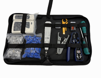 Kit d'outils réseau professionnel 7-en-1 CAT5/CAT6 comprenant un testeur de câble, un dénudeur de fils et un ensemble d'outils de sertissage 8P8C