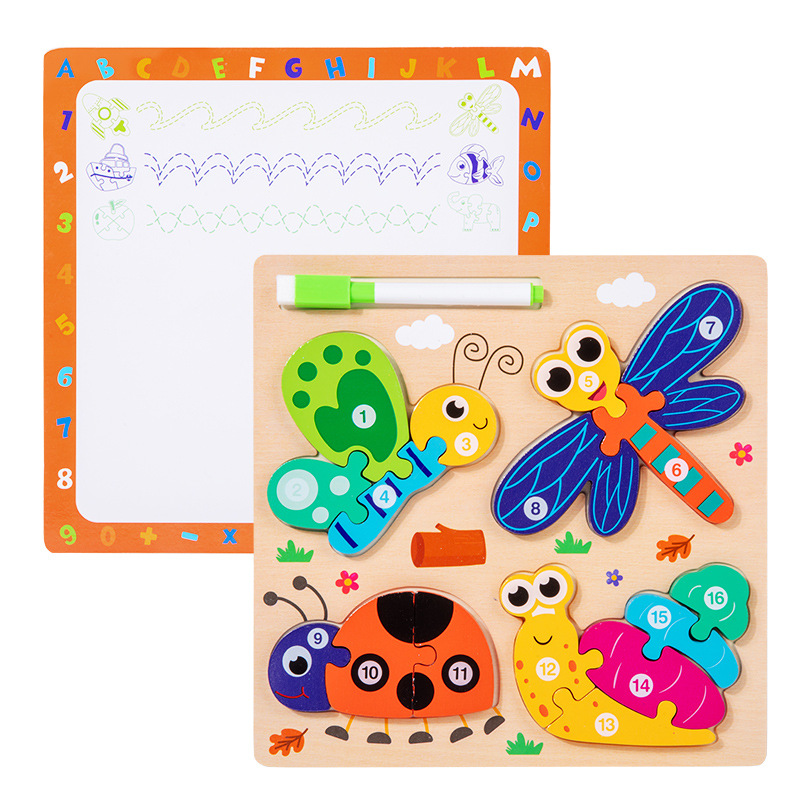 4-in-1 3d matching drawing board - insects