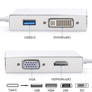 4-in-1 <strong>USB</strong>-<strong>C</strong> <strong>Hub</strong> <strong>USB</strong> Type <strong>C</strong> <strong>HUB</strong> to VGA <strong>DVI</strong> HDMI <strong>USB</strong> Adapter Type <strong>C</strong> Docking Station Audio &amp; Video Accessories - Product Image 2