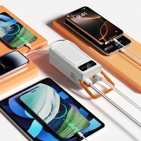 Batterie Externe Solaire avec Câbles Intégrés, Power Bank 50000mAh, Chargeur 60000mAh pour iPhone et Téléphones Portables