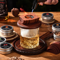 Kit Fumeur à Cocktails et Whisky en Bois avec Torche, 6 Copeaux de Bois, Boîte Cadeau en Bois pour Bourbon et Old Fashioned – Expédition depuis l'entrepôt américain