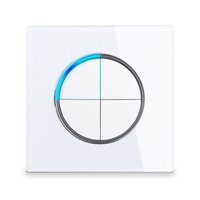 LangYeao Click On / Off Interrupteur d'éclairage mural avec indicateur LED Pass Through Circular Button Switch Panel 1/2/3/4 Gang 1/2 Way
