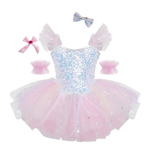 Robe de danse de ballet en tulle pour filles de 2 à 14 ans, avec accessoires de tête, manchettes et broche nœud, pour spectacles sur scène, gymnastique et fêtes - Product Image 5
