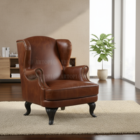 Canapé de salon en cuir véritable Antique, fauteuil simple