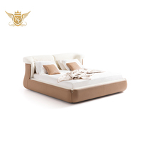 Bett in Kingsize mit Einfachem Design aus Leder für Schlafzimmer, Einfache Montage, Wohnmöbel Made in China