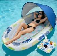 Transat gonflable pour piscine avec auvent amovible et éclairage LED – Idéal pour adultes, piscine, plage, fêtes estivales et détente