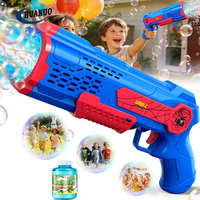 Pistolet à bulles automatique avec 10 000+ bulles par minute, lumières LED et conception anti-fuite, jouet d'été pour enfants, machine à bulles pour l'extérieur