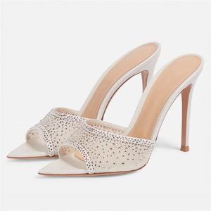 Zapatos de Tacón con Punta Abierta y Pedrería Elegantes y Sensuales para Mujer - Product Image 3