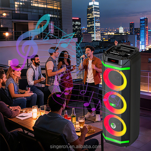 DIPAOER DP-2889 Triple <strong>8</strong>" Stereo Woofer Karaoke Speaker 2 Microphones RGB Light HIFI Bass Wireless Outdoor Computer Mobile Phone - Product Image 6
