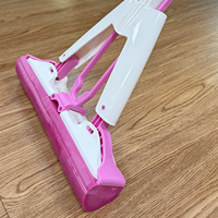 Serpillère en éponge PVA rose Realida avec manche pliable, équipement de nettoyage pour la maison, éponge en cellulose pour le pressage, serpillère en éponge PU