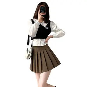 Grosir rok mini wanita ukuran Gadis rok wanita elegan pinggang tinggi wol rok mini