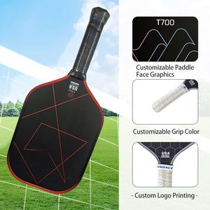 ไม้พายพิคเคิลบอลลายผ้าคาร์บอนไฟเบอร์ T700 แกนรังผึ้ง PP แบบกดเย็น ตัวเร่งความเร็วแบบหมุน สีไล่ระดับ - Product Image 4