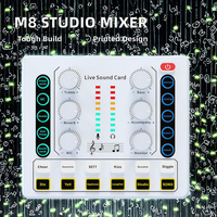 Carte son Debra M8 Interface audio - Mixeur d'enregistrement en studio avec microphone à condensateur Carte son pour la production musicale et la diffusion de podcasts
