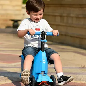 New foldable 3 in 1 kids balance scooter with stable seat and drawer for street surfing