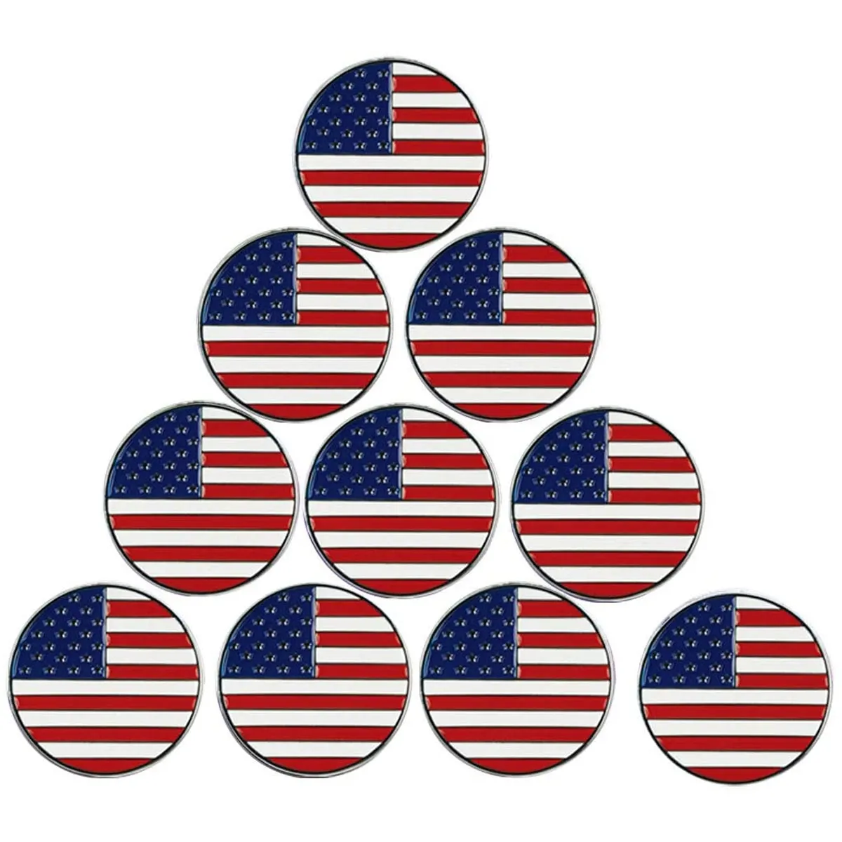 Monte de 10 Marcadores De Bola De Golfe com Bandeira DOS EUA