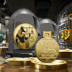 Moneda conmemorativa de faraones egipcios antiguos, artesanía de Metal chapado en oro y plata con cabeza de <span class=keywords><strong>perro</strong></span>, muerte, escamas de Anubis, diseño de sabueso - Product Image 2