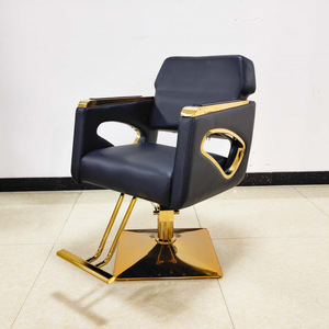 Sillón de Barbería Hidráulico Moderno con Estructura de Acero Inoxidable y Tapicería de Cuero Sintético para Salón de Belleza, Peluquería y Estudio de Cabello - Product Image 1