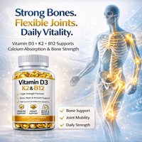 Capsules de Vitamine D3 K2 B12 Formule Triple Concentration avec Huile de Coco Complément Alimentaire 60 Capsules OEM Marque Privée