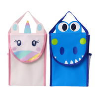 Tas Makan Siang Anak Custom Logo, Motif Kartun Hewan, Bahan Nylon, Resleting, Lapisan PEVA, Tas Penyimpanan Makanan Outdoor, Grosir