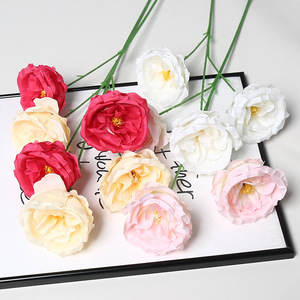 Roses artificielles en soie Lichao Austin, 3 têtes, décoration de mariage et de maison - Product Image 2