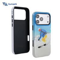 Coque de téléphone 3D 2 en 1 avec charge magnétique sans fil, finition brillante, sublimation, étui de téléphone vierge pour iPhone 16 15 14 13 12 Pro Max