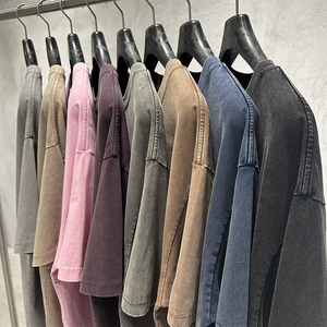 T-<span class=keywords><strong>shirt</strong></span> Vintage Homme Lourd 285g Coupe Boxy Épaules Tombantes Manches Courtes Effet Vieilli Streetwear Fournisseur d'Usine - Product Image 1