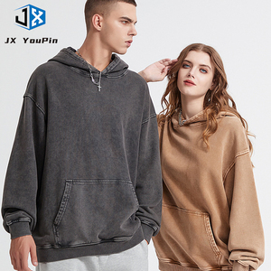 Felpa con Cappuccio 420 Gsm Senza Cordoncini, Personalizzabile, Oversize, Grigio Scuro, Effetto Vintage Lavato all'Acido - Product Image 5