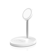 Support de charge magnétique sans fil 2-en-1 à bras flexible 15W, chargeur de téléphone réglable pour téléphone et écouteurs, idéal pour la maison, le bureau et les appels vidéo