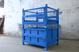 Kho ánh sáng nhiệm vụ nặng nề sơn tĩnh điện xếp chồng ráp có thể gập lại dây mạ kẽm Lưới lưu trữ <span class=keywords><strong>container</strong></span> - Product Image 5