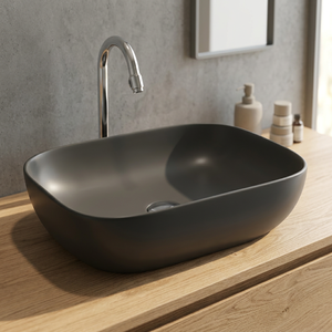 Rectangle Table Top Céramique Bassin Vanité Évier Hôtel Brillant Lavabo Lavabo Noir À La Main En Céramique Art Bassin Salle De Bains Lavabo - Product Image 2