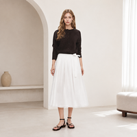 Pull en maille fine noir pour femme, col montant, manches longues, service OEM, fourni par l'usine