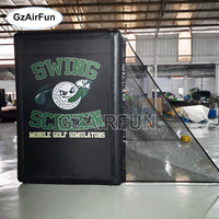 Cage de simulateur de golf gonflable portable avec écran de projection et filet |   Structure d'entraînement de golf à installation rapide pour la maison et les événements
