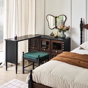 French Style Solid Wood <b>Dressing</b> <b>Table</b> With <b>Storage</b> Bedroom Vanity Desk <b>For</b> Home Use - Product Image 2