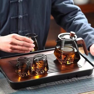 MSH sıcak satış 500ml şeffaf ev isıya dayanıklı çaydanlık 4 fincan setleri ile uzun borosilikat cam çiçek çaydanlık - Product Image 5