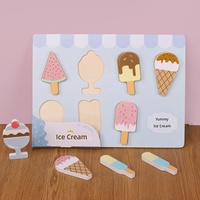Jeu de puzzle en bois pour enfants, thème crème glacée, jeu d'association et de tri d'aliments factices, jouet éducatif de reconnaissance des formes pour l'apprentissage précoce des jeunes enfants