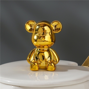 400ml Cute 3D Violent Bear Long Eared Rabbit <b>Ceramic</b> <b>Mug</b> with Gold Handle Coffee Cup and Water Cup with Lid - Product Image 3