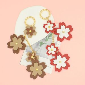 Stylish Pu Leather Flower Bag Charm <b>Custom</b> New Style Cherry Blossom <b>Keychain</b> for Gifts - Product Image 6