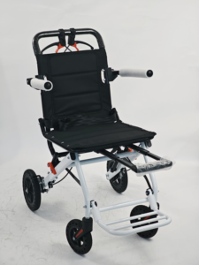 Fauteuil roulant manuel en acier carbone ultraléger |   Fauteuil roulant de voyage portable pour avion <span class=keywords><strong>avec</strong></span> barre de traction et roues alvéolées - Product Image 4