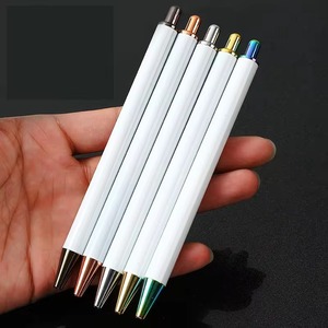 2024 pluma de tinta de <span class=keywords><strong>Gel</strong></span> de aceite de bala de sublimación blanca <span class=keywords><strong>en</strong></span> blanco de lujo DIY pluma de <span class=keywords><strong>Gel</strong></span> retráctil de acero inoxidable de Metal plateado con logotipo personalizado - Product Image 5