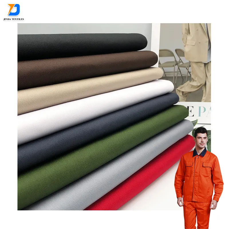 Jinda TC 80% polyester 20% coton perceuse 235gsm 150cm blanc solide couleurs tissu