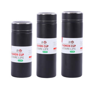 Botella de agua aislada de acero inoxidable de 500 ml con filtro para té, para oficina, viajes al aire libre, regalo empresarial, azul, gris, negro - Product Image 4