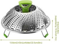 Panier vapeur réglable en acier inoxydable, panier vapeur pliable avec poignée en silicone pour la cuisson