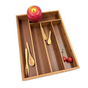 Bamboo <b>Storage</b> <b>Box</b> Rectangle Office Organizer <b>Drawer</b> Divider For Desktop Use - Product Image 2