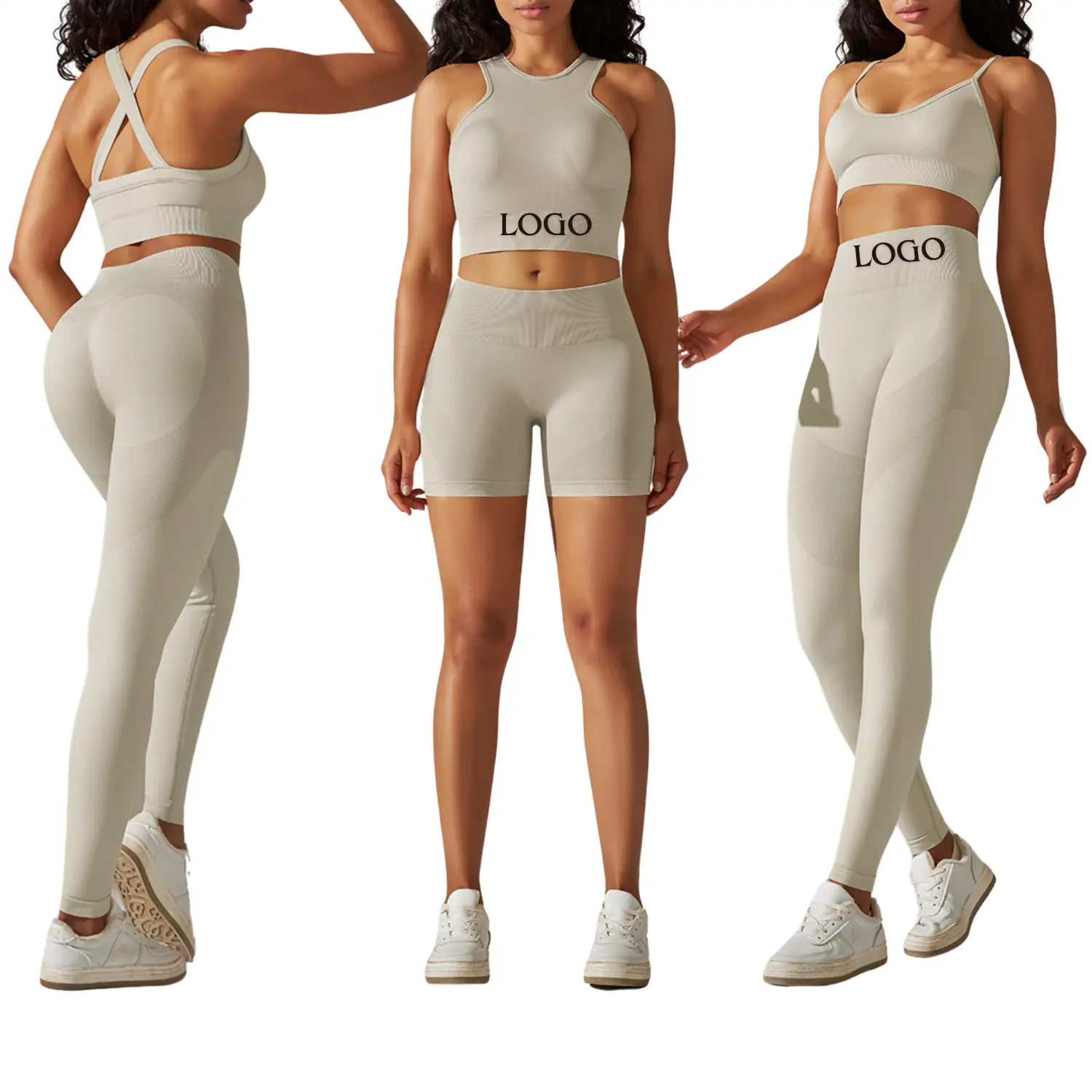 Short de fitness personnalisé à taille haute Ensemble de yoga deux pièces pour femmes Pantalon de yoga personnalisé à séchage rapide pour femmes