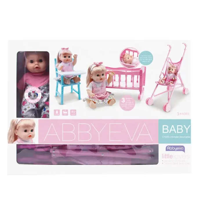 14 дюймов пить воду 4 IC звуки baby doll тележка игрушка с кровать и кресло