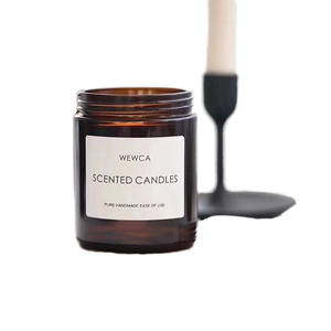 Frasco de Vidrio Ámbar Vacío de Lujo para Decoración del Hogar, Personalizado con Tapa para Velas - Product Image 1