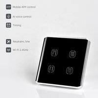 Interrupteur intelligent WiFi Tuya pour rideaux, 2 groupes, commande tactile, compatible avec Alexa et l'application Smart Life